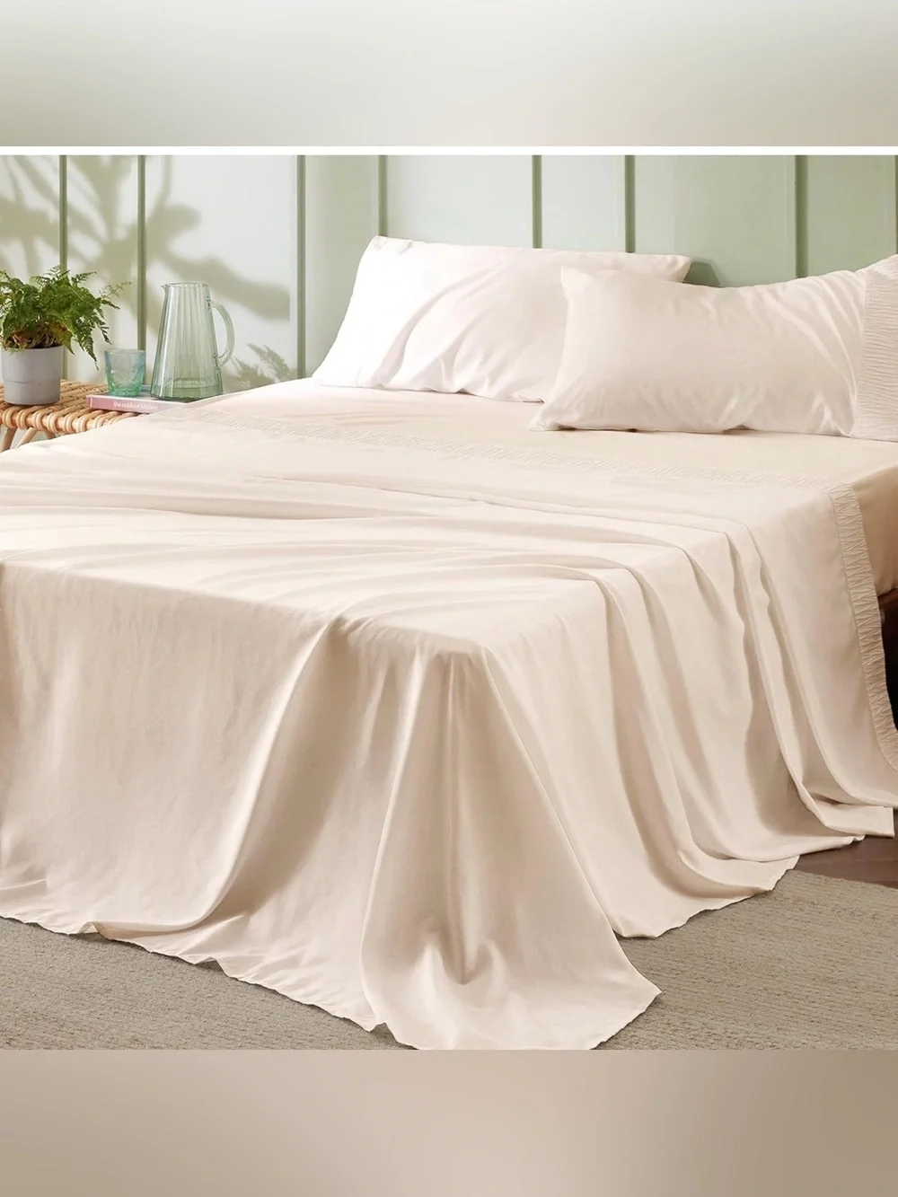 Bedsure King Size Sheets Set - 4 Pieces Soft King Sheets - light beige